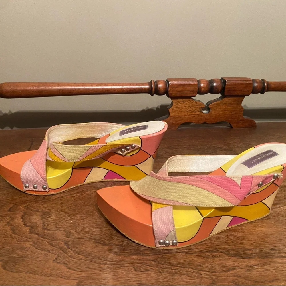 Emilio Pucci Pink and Orange Vintage Platform Shoes - Picture 3 of 8